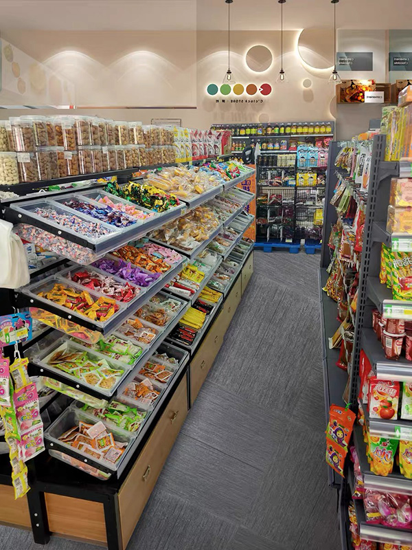 蘿崗散稱食品貨架,零食鋪貨架,定制小食品店展示架,大唐貨架