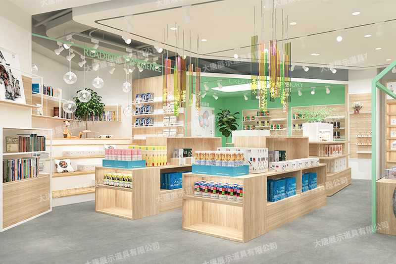 湖北文具店貨架，文具貨架， 文具店道具，文具中島柜， 文具店貨架靠墻，大唐展示貨架