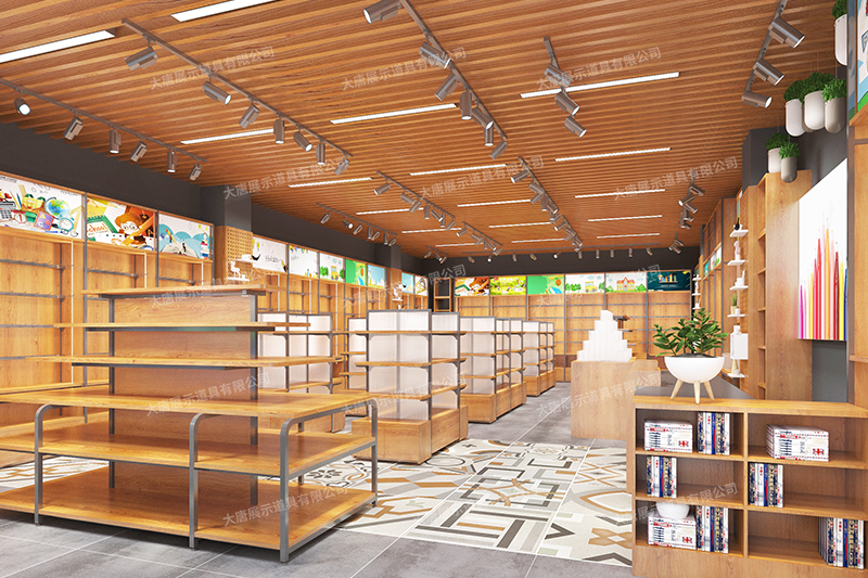 湖北文具店貨架，文具貨架， 文具店道具，文具中島柜， 文具店貨架靠墻，大唐展示貨架