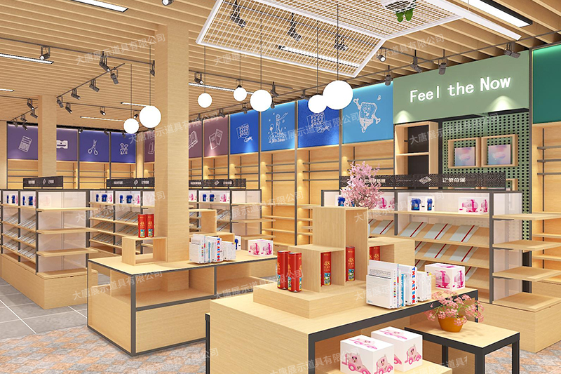 蘿崗文具店貨架，文具貨架， 文具店道具，文具中島柜， 文具店貨架靠墻，大唐展示貨架