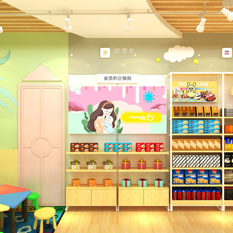 福建鋼木母嬰店貨架,母嬰用品專賣店貨架,嬰童店貨架,大唐展示架